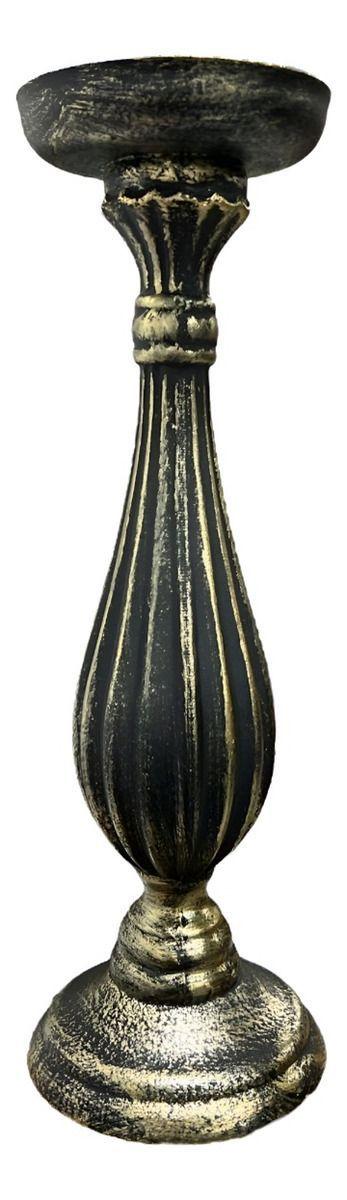 Candelabro Pilar Romano Pedestal Decorativo Negro 34cm Jhn-1