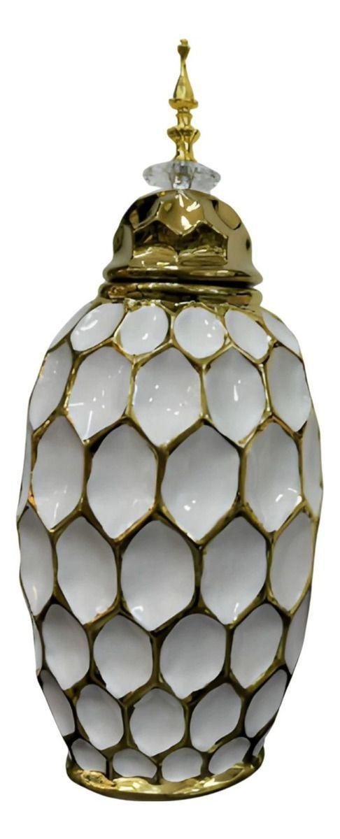 Potiche Jarrón Decorativo Patrón Panal Textura Jhn-2