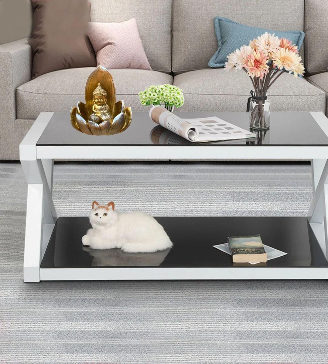 Figura Decorativa Buda Flor Loto Estatua Dorada Jhn-3