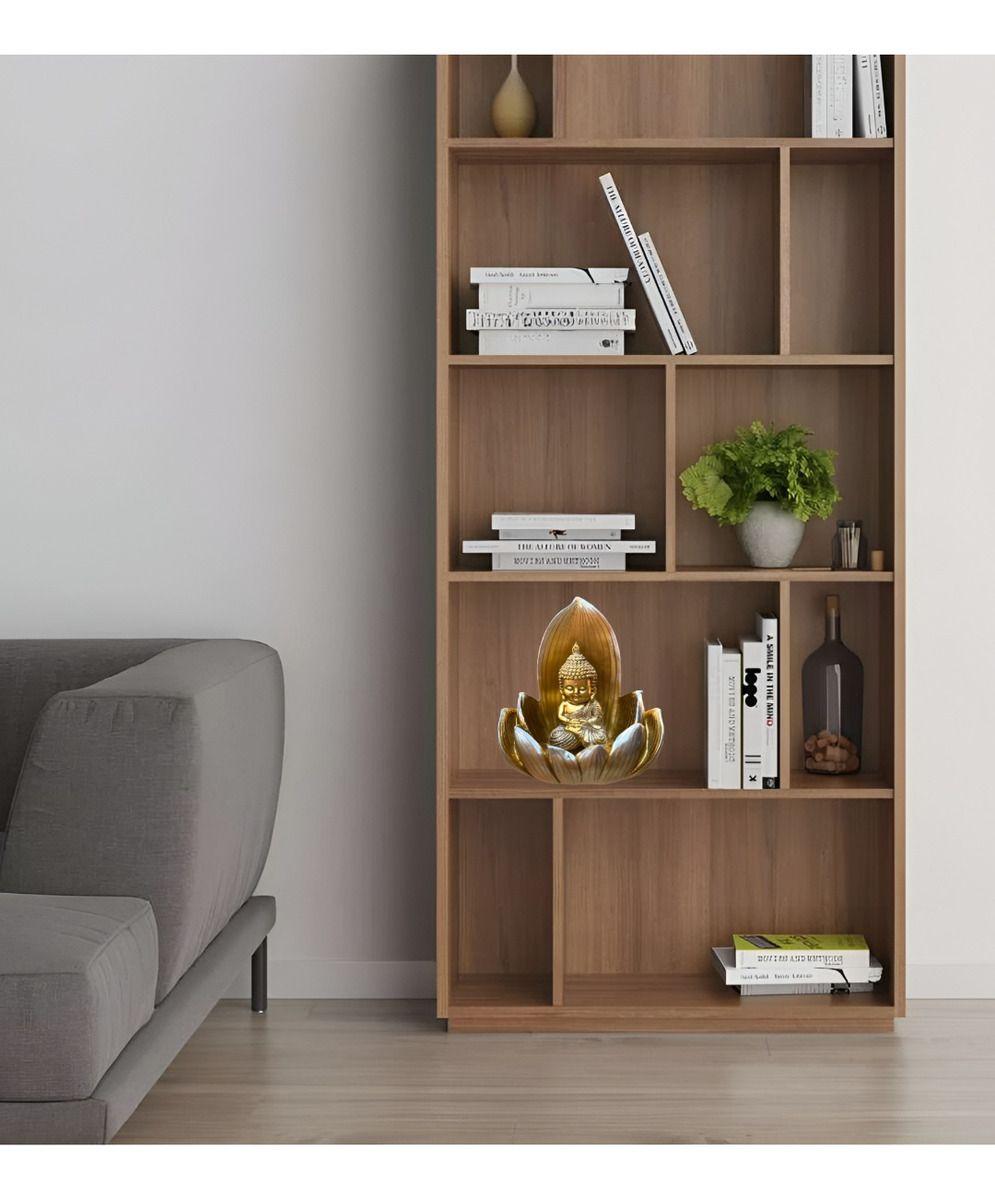 Figura Decorativa Buda Flor Loto Estatua Dorada Jhn-4