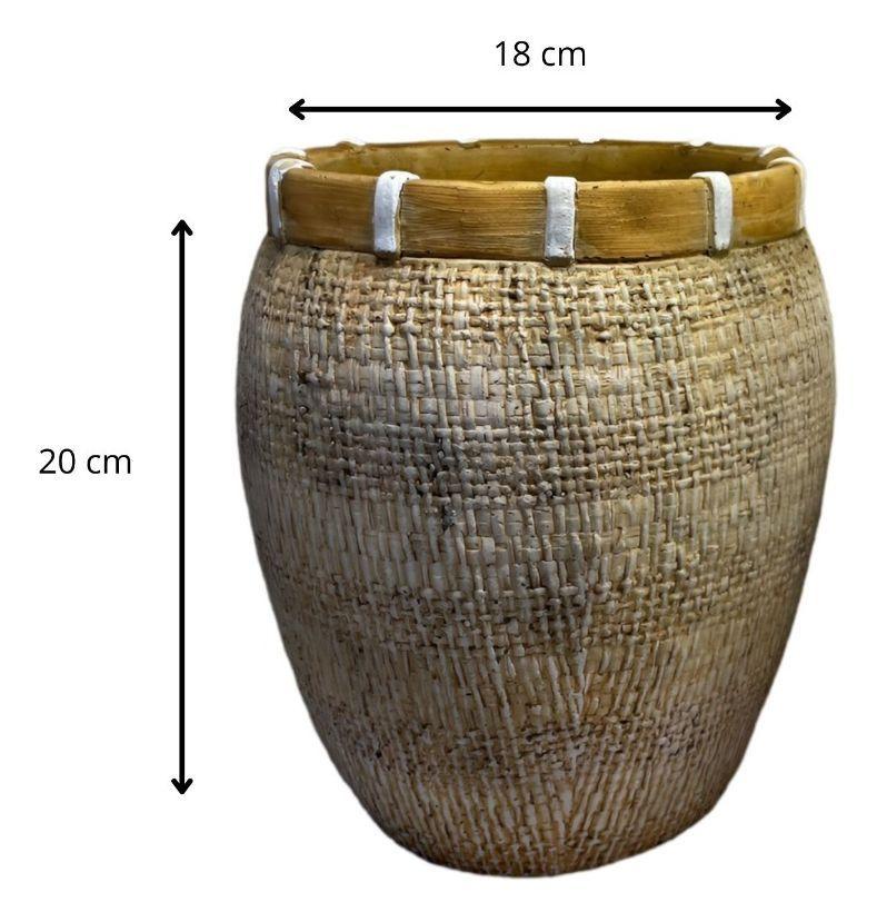 Maceta Decorativa Plantas Arcilla Imitación De Ratán Jhn-9