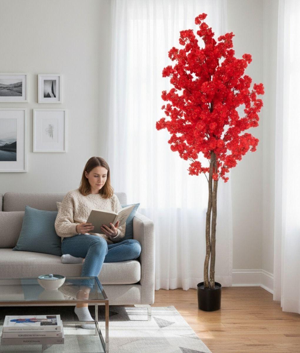 Planta Artificial Decorativa Flor Cerezo Árbol Adorno Jhn-3