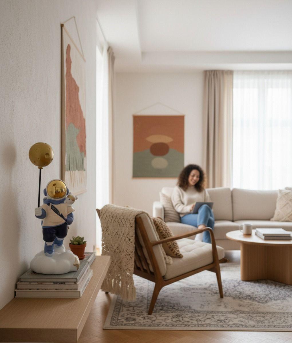 Figura Decorativa Viaje Luna Estatua Fantasía Cósmica Jhn-3