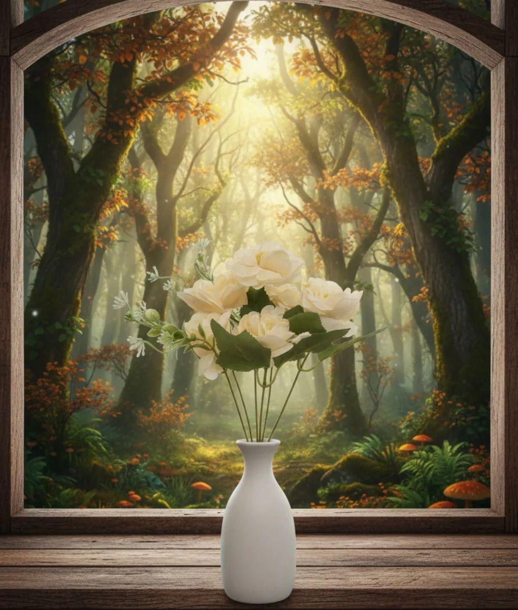 Set 6 Flores Artificiales Decorativa Ramo Belleza Adorno Jhn-7