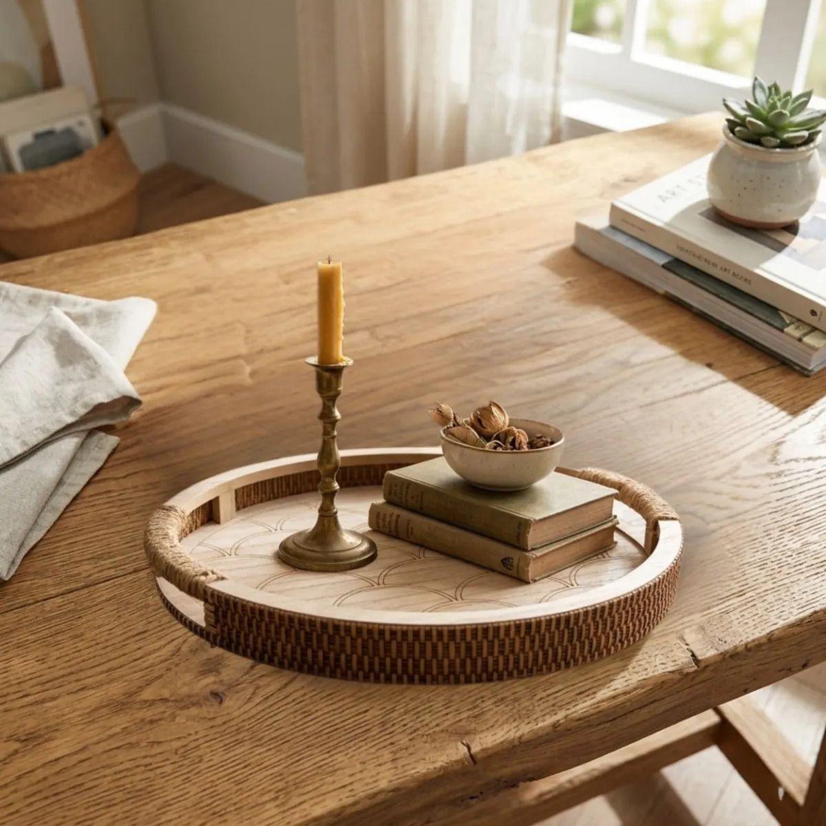 Set 2 Bandejas Decorativas Orgánicas Madera Rústica ALJ-2