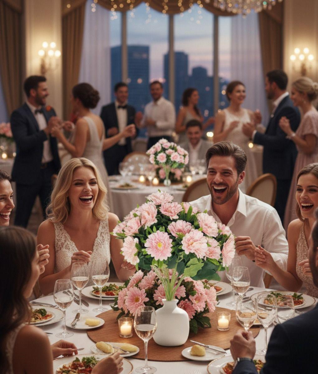 Flores Artificiales Ramo Crisantemos Floral Decoración Jhn-4