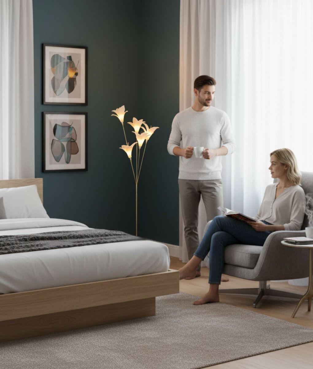 Lámpara Pie Decorativa Forma Lirio Moderno Floral Jhn-3