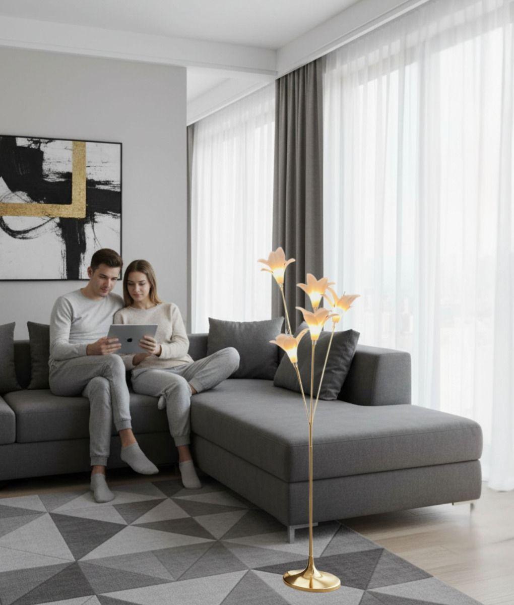 Lámpara Pie Decorativa Forma Lirio Moderno Floral Jhn-4