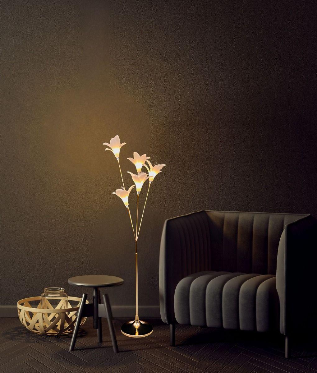 Lámpara Pie Decorativa Forma Lirio Moderno Floral Jhn-7