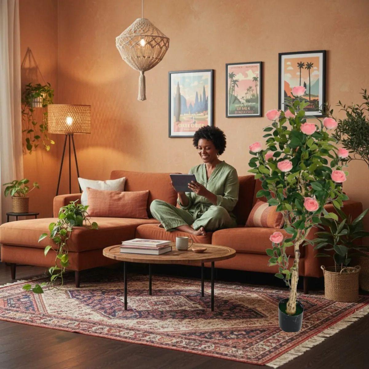 Planta Artificial Decorativa Árbol Rosas Gala Adorno Jhn-9