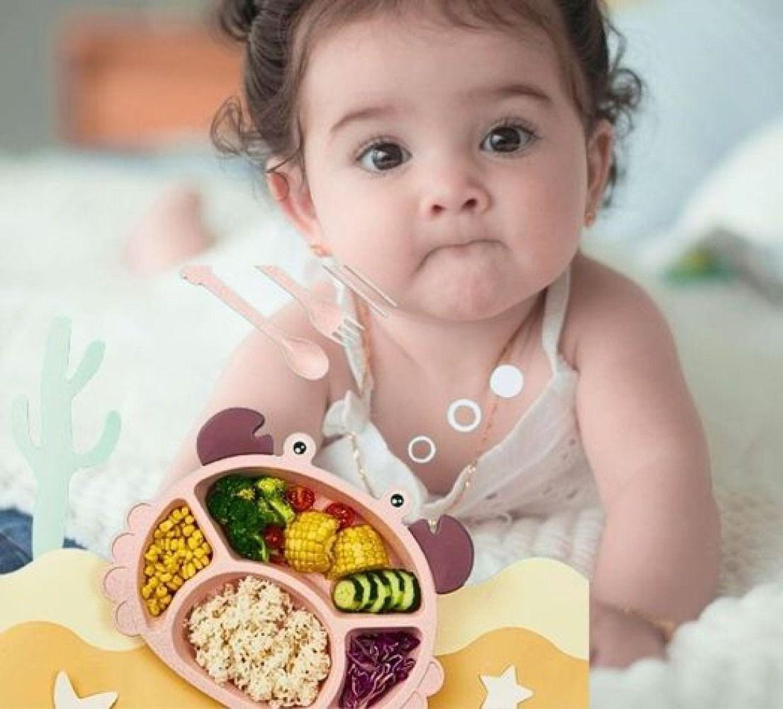 Set 3 Platos Silicona Forma Cangrejo Entrenamiento Niños Lau-7