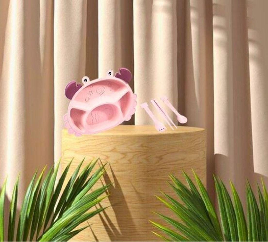 Set 3 Platos Silicona Forma Cangrejo Entrenamiento Niños Lau-8