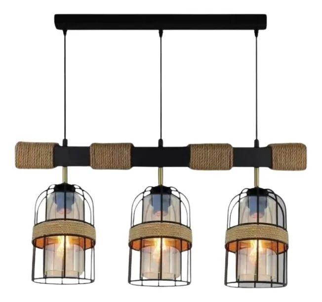Lámpara Techo Colgante Triple Estilo Industrial Lineal Jhn-0