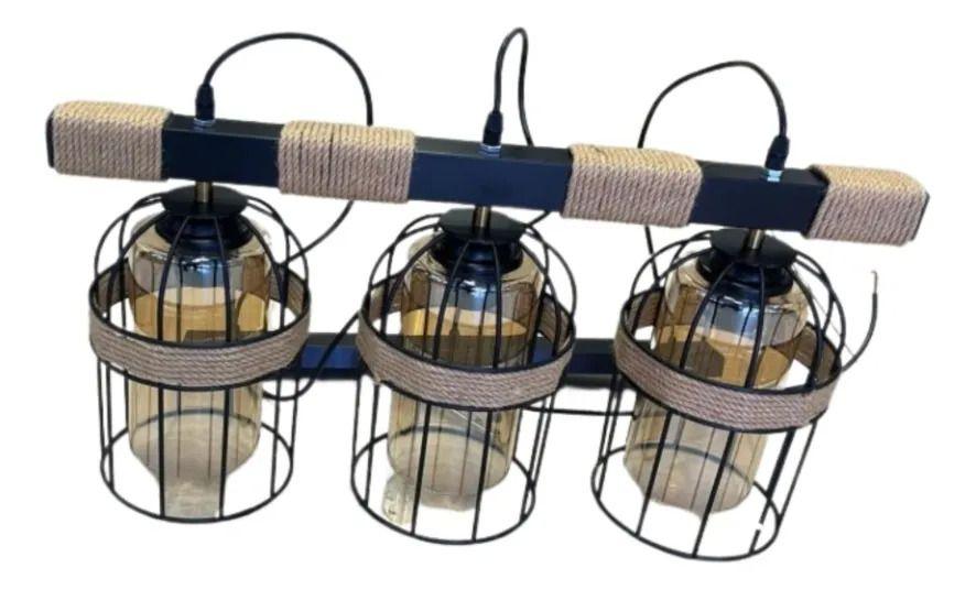 Lámpara Techo Colgante Triple Estilo Industrial Lineal Jhn-1