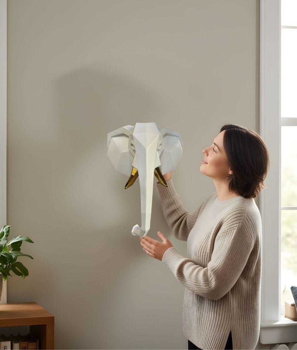 Estatua Decorativa Figura Cabeza Elefante Adorno Pared Jhn-3
