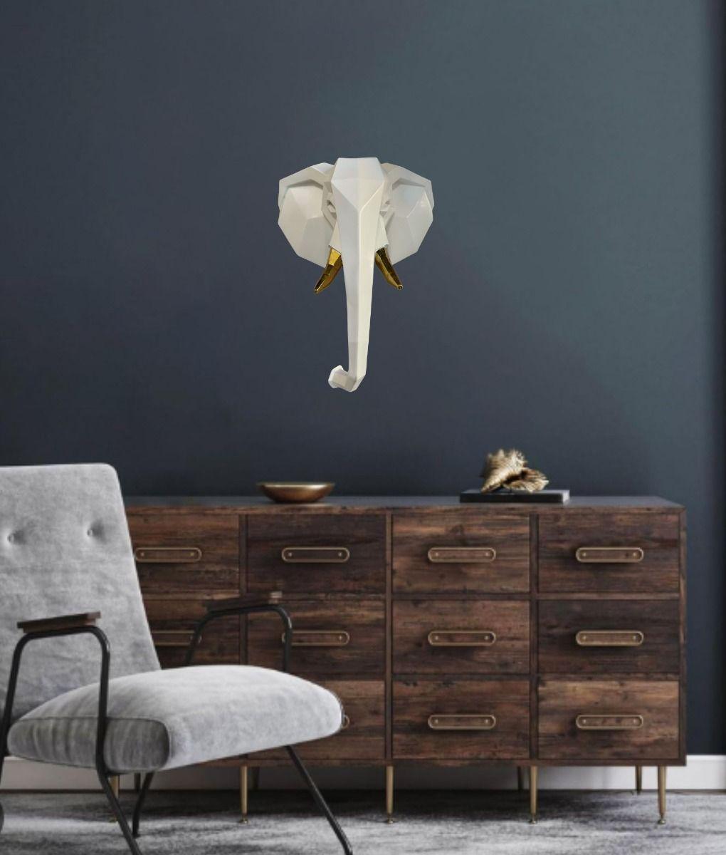 Estatua Decorativa Figura Cabeza Elefante Adorno Pared Jhn-4