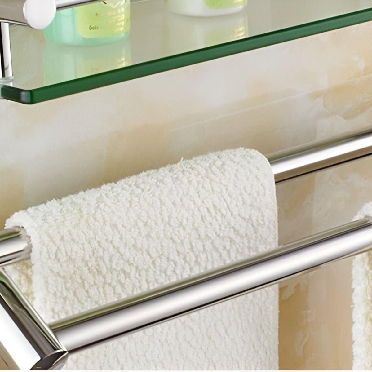 Estante Organizador Baño Toallero Acero inoxidable Vidrio-7