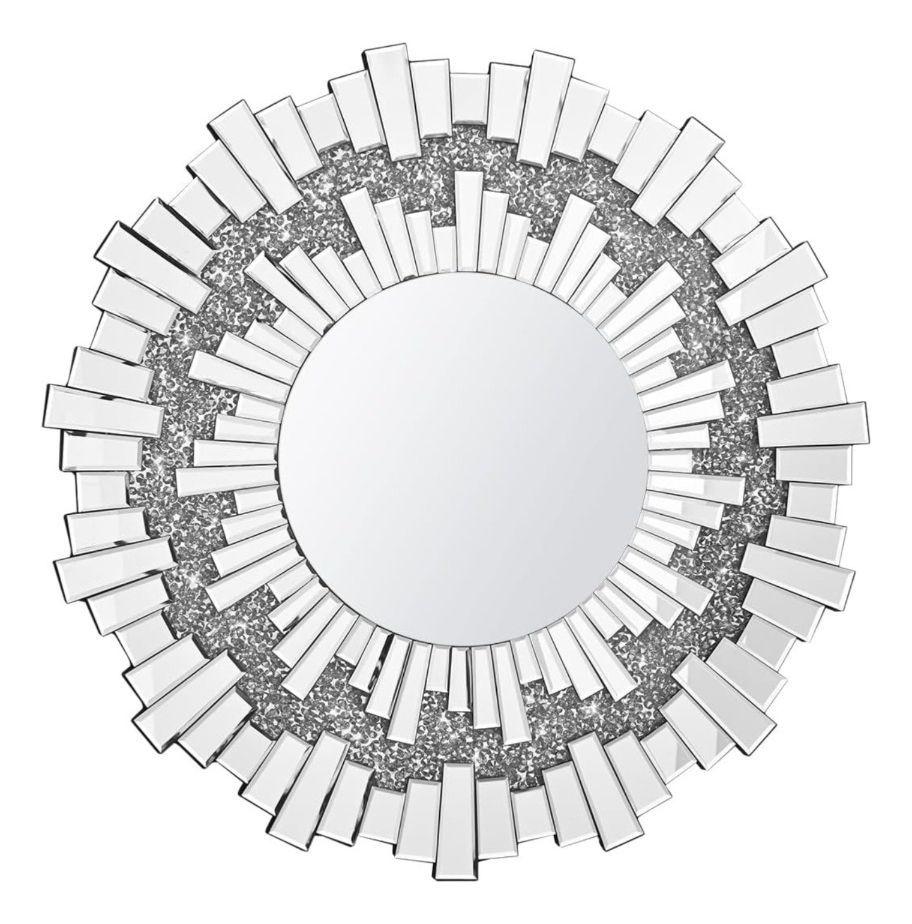 Espejo Redondo Decoración Pared Plateado Moderno Grande Jhn-1