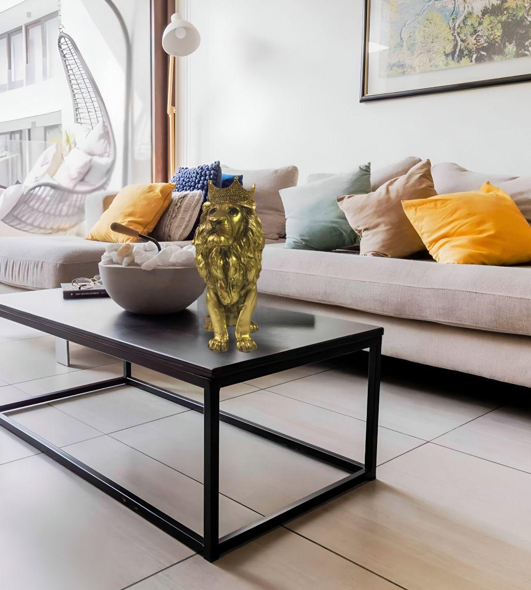 Figura Estatua León Sentado Decoración Dorado Jhn-3