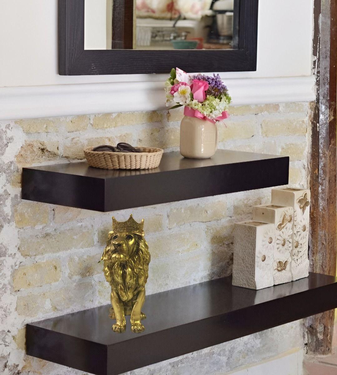 Figura Estatua León Sentado Decoración Dorado Jhn-6