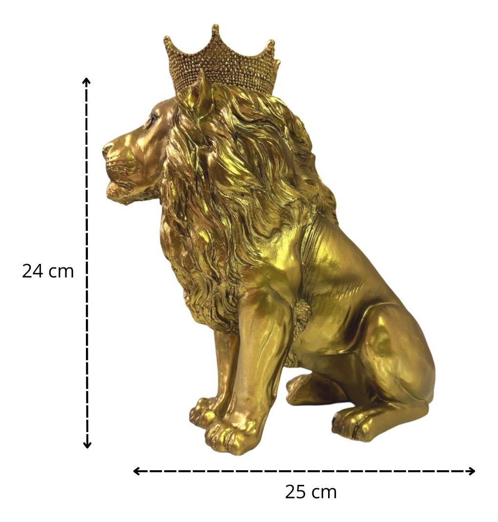 Figura Estatua León Sentado Decoración Dorado Jhn-9