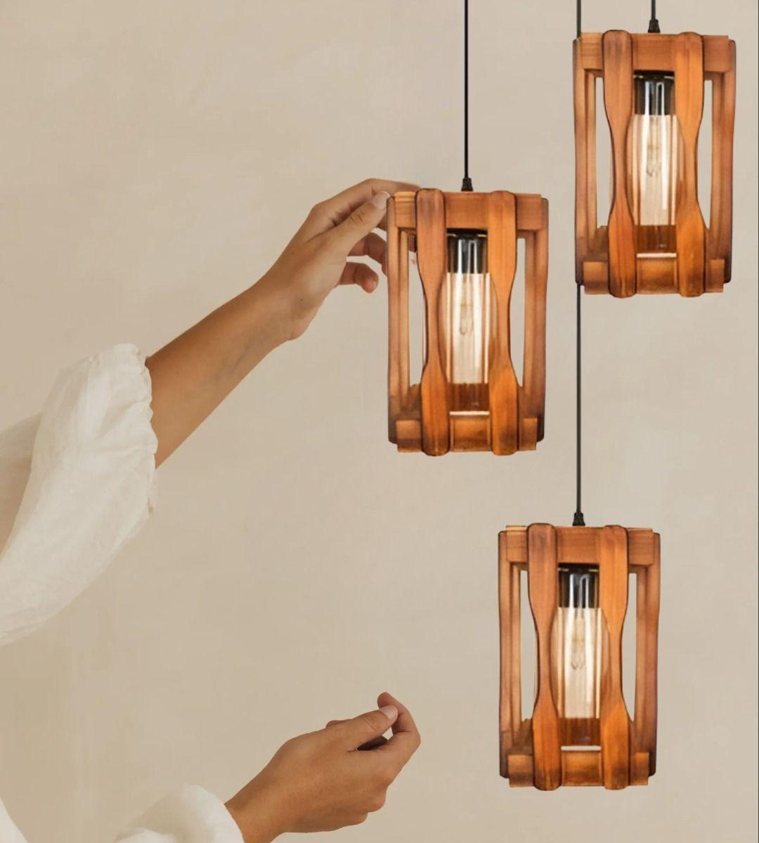 Lámpara Colgante Vintage Decorativa Rústica 3 Luces Jhn-3