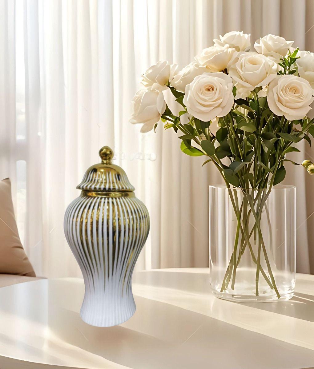 Potiche Jarrón Elegante Recipiente Decorativo Tapa Jhn-7