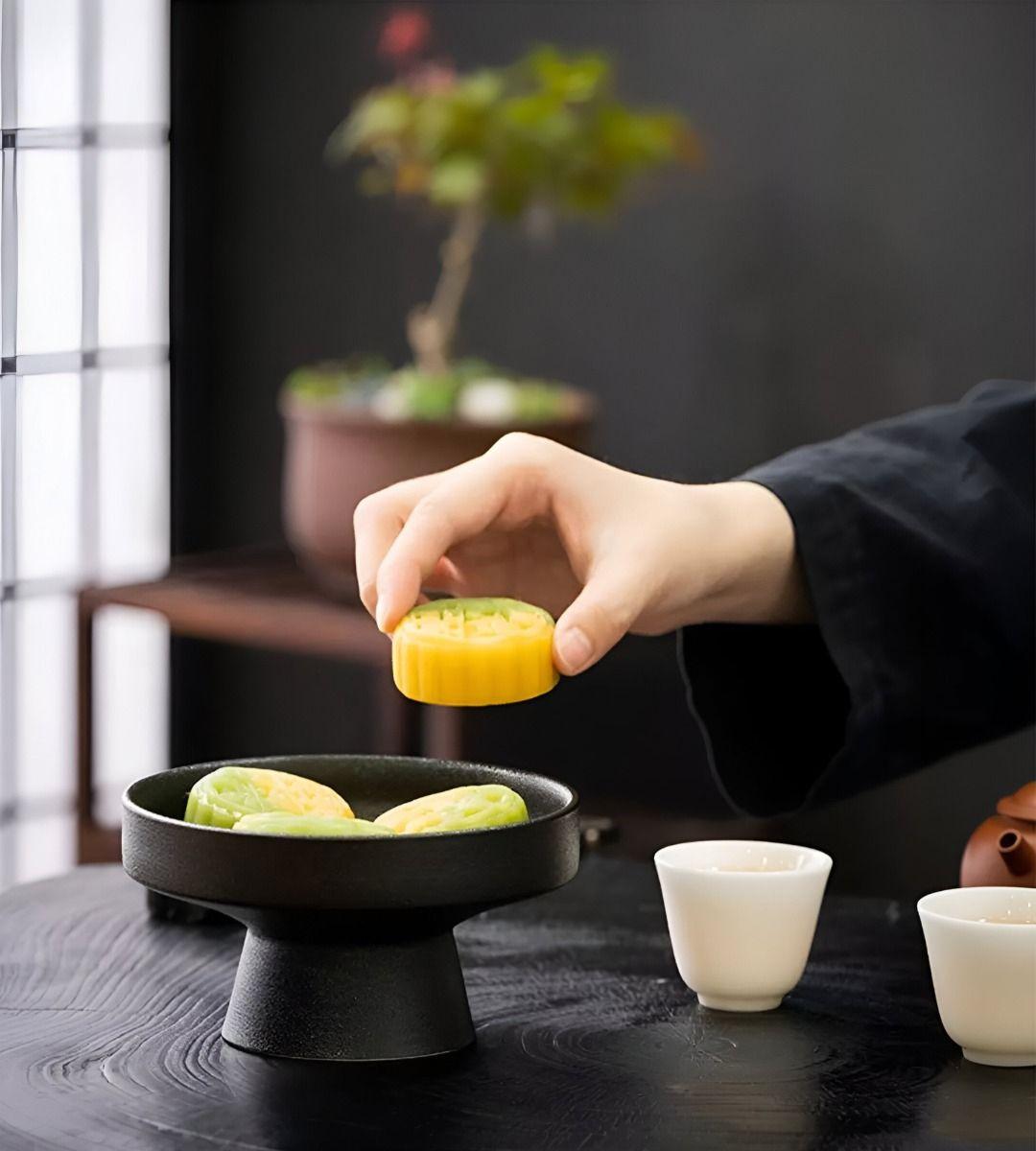 Set 2 Frutero Cerámica Cuenco Decorativo Bandeja Negro Jhn-2