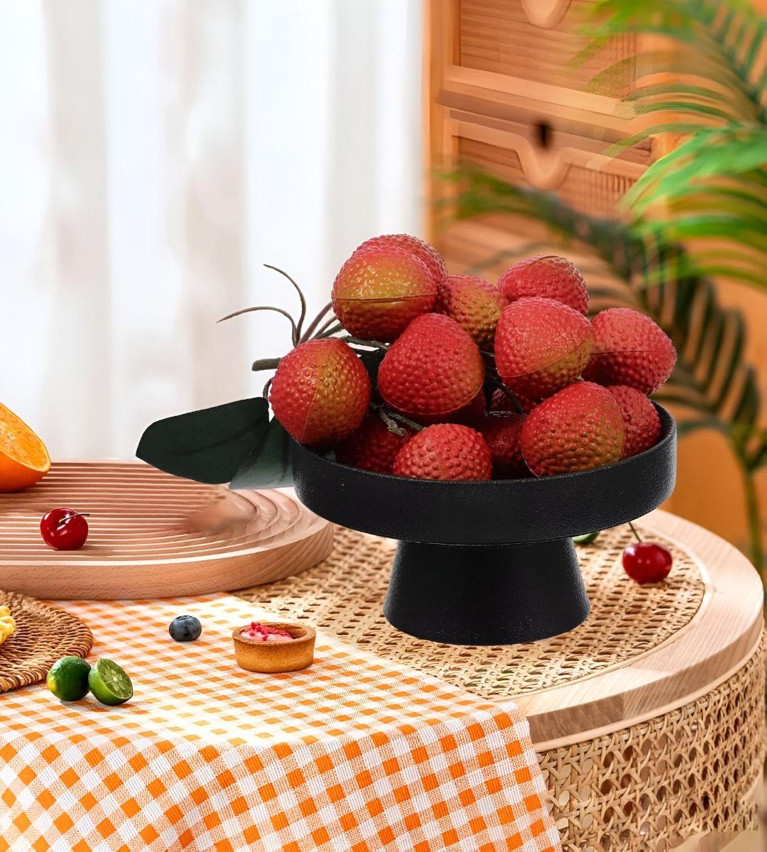 Set 2 Frutero Cerámica Cuenco Decorativo Bandeja Negro Jhn-4