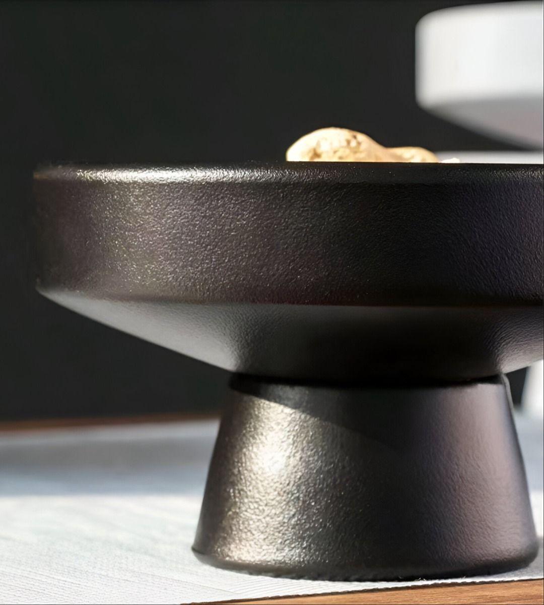 Set 2 Frutero Cerámica Cuenco Decorativo Bandeja Negro Jhn-5