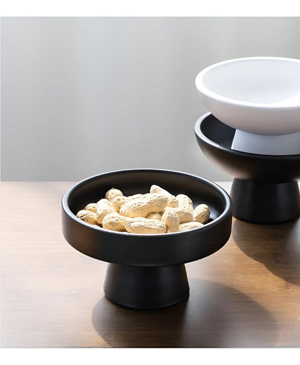 Set 2 Frutero Cerámica Cuenco Decorativo Bandeja Negro Jhn-8