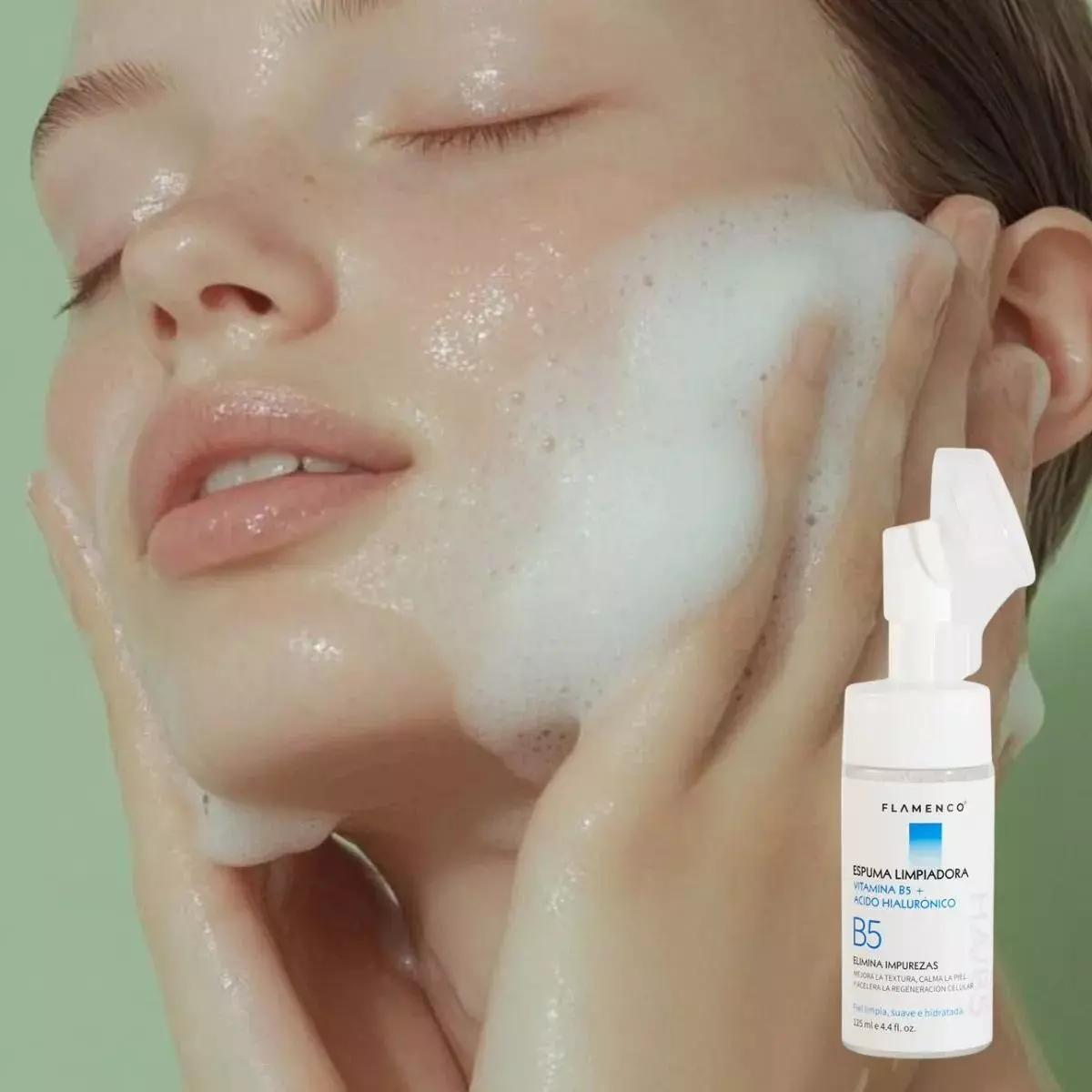 ESPUMA LIMPIADORA FACIAL VITAMINA B5 + ACIDO HIALURONICO LAU-8