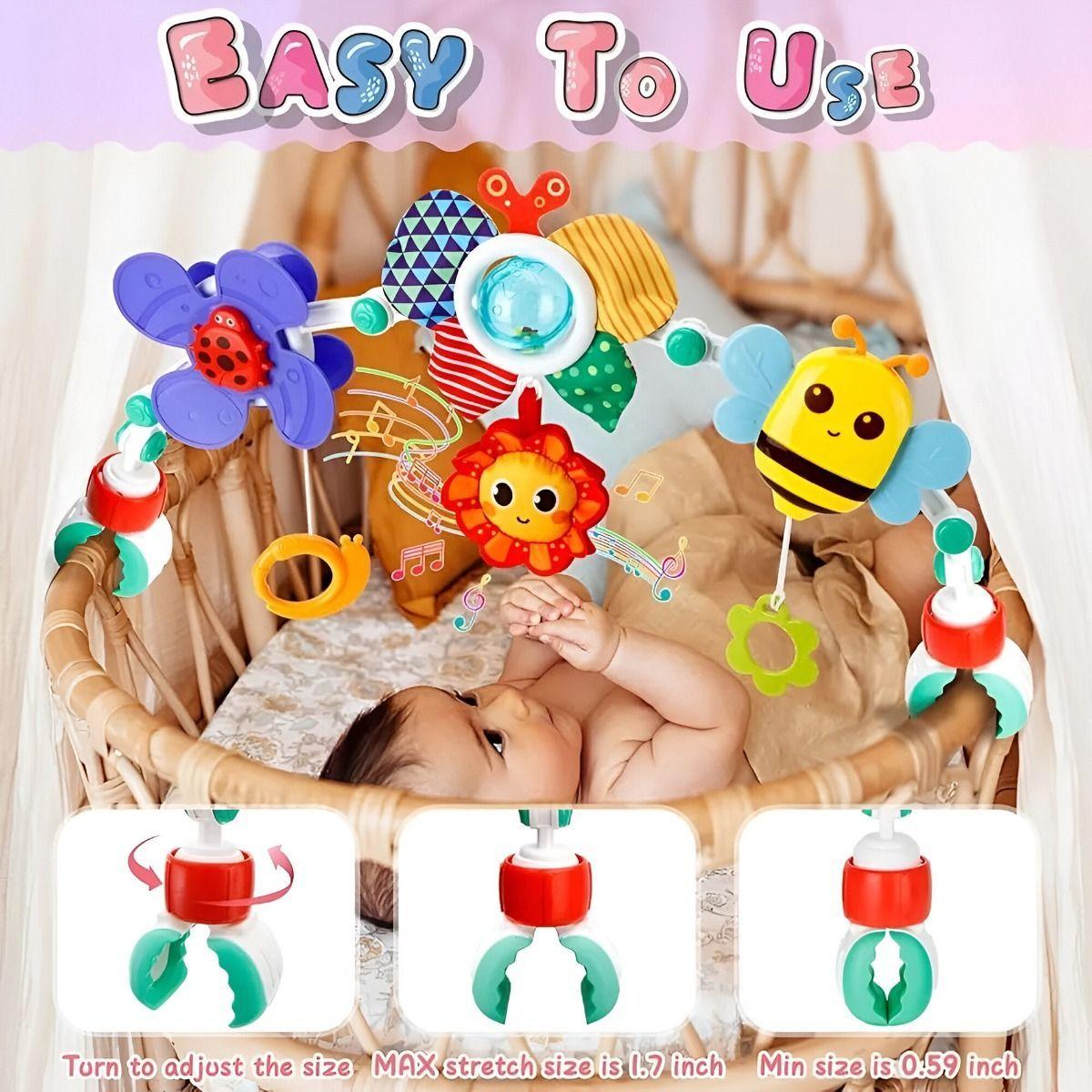 Móvil Sonajero Arco Cochecito Cuna Bebé Sensorial Jhn-6