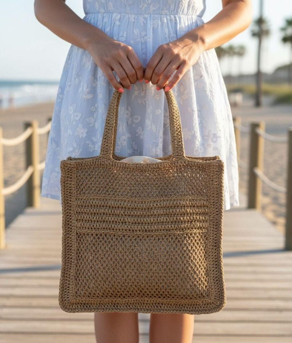 Cartera Bolso Mano Patrón Calado Estilo Atemporal Jhn-2