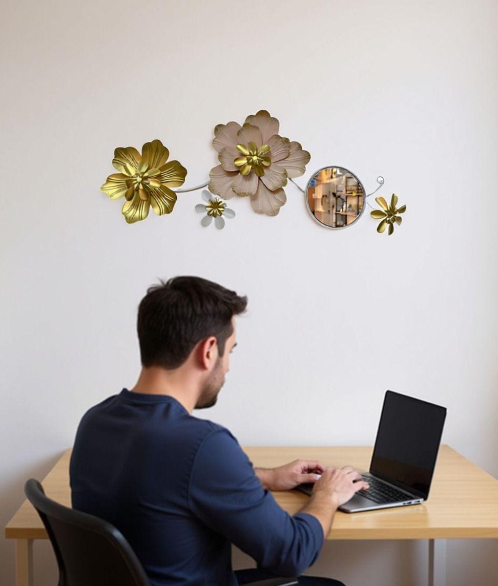 Espejo Decorativo Pared Adorno Versátil Flores Hogar Jhn-3