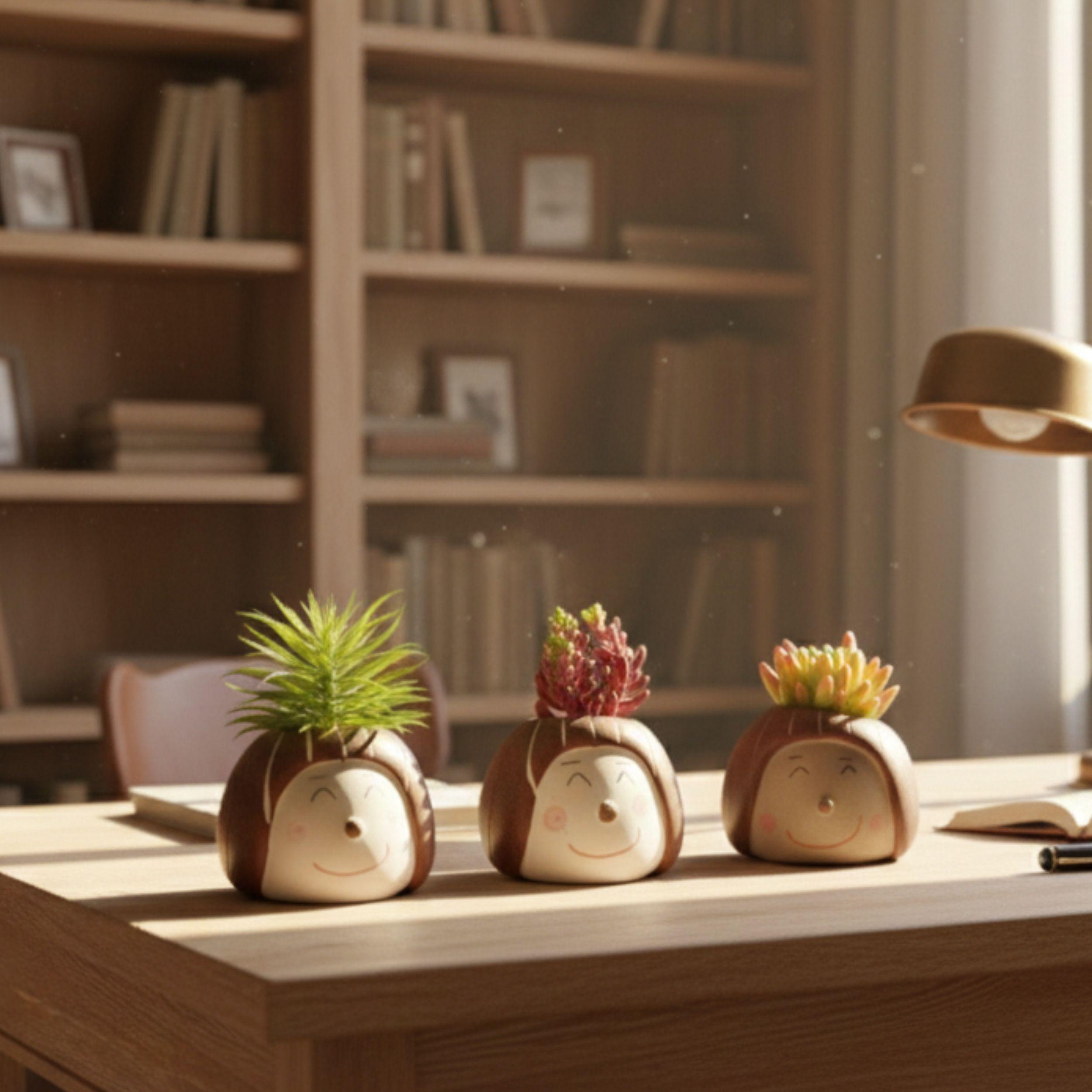 Set 2 Macetas Decorativas Caritas Plantas Suculentas ALJ-5