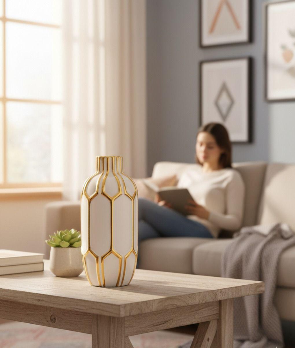 Florero Jarrón Decorativo Lujo Geométrico Fusión Arte Jhn-2