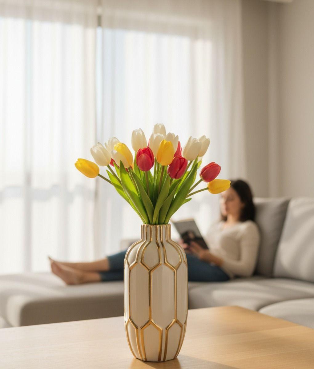 Florero Jarrón Decorativo Lujo Geométrico Fusión Arte Jhn-7