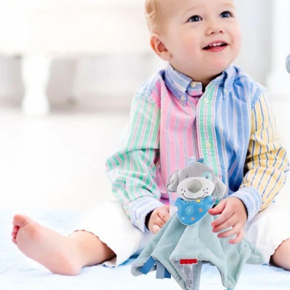 TOALLA MANTA DE APEGO TRANQUILIZANTE CON PELUCHE BEBE LAU-1