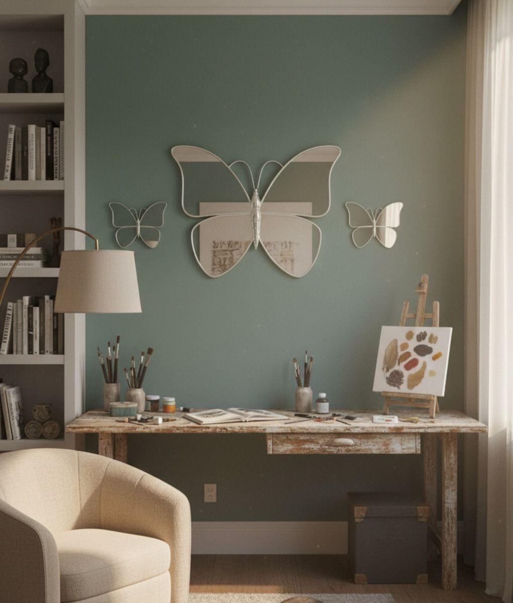 Set 3 Espejo Decorativo Pared Mariposa Funcional Hogar Jhn-8