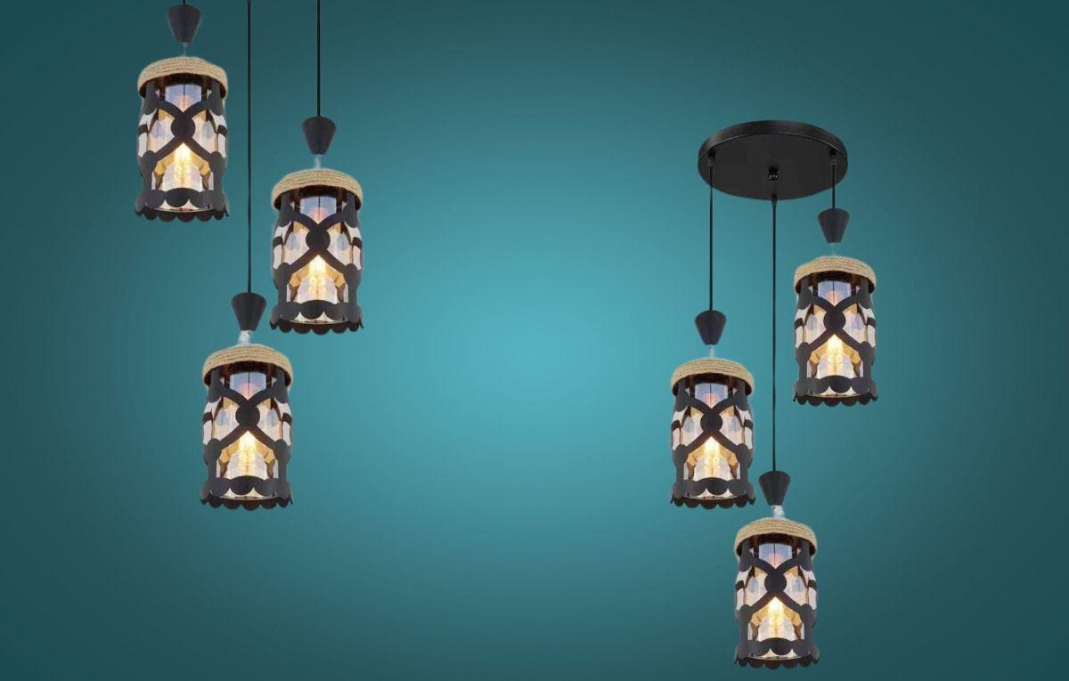 Lámpara Colgante Techo Diseño Vintage 3 Luces Jhn-6