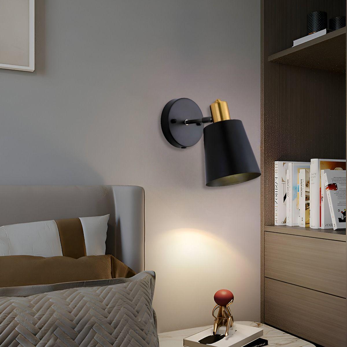Lámpara Pared Industrial Vintage Metal Negro Dorado Jhn-4
