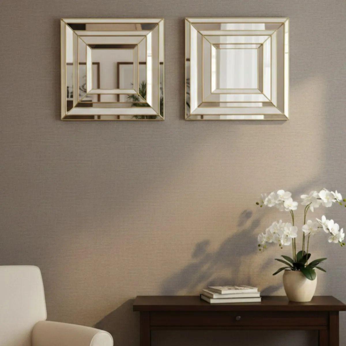 Set 2 Espejos Decorativos Pared Diseño Escultural AJ-8