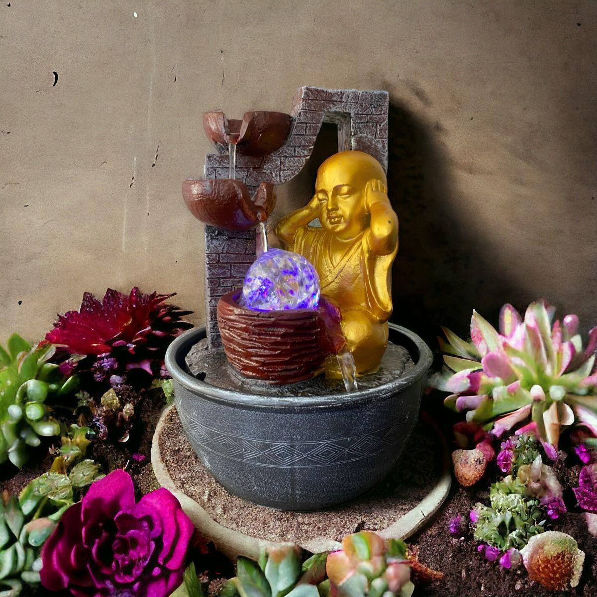 Fuente De Agua Monje Pequeño Zen Adornos Decorativa Jhn-5