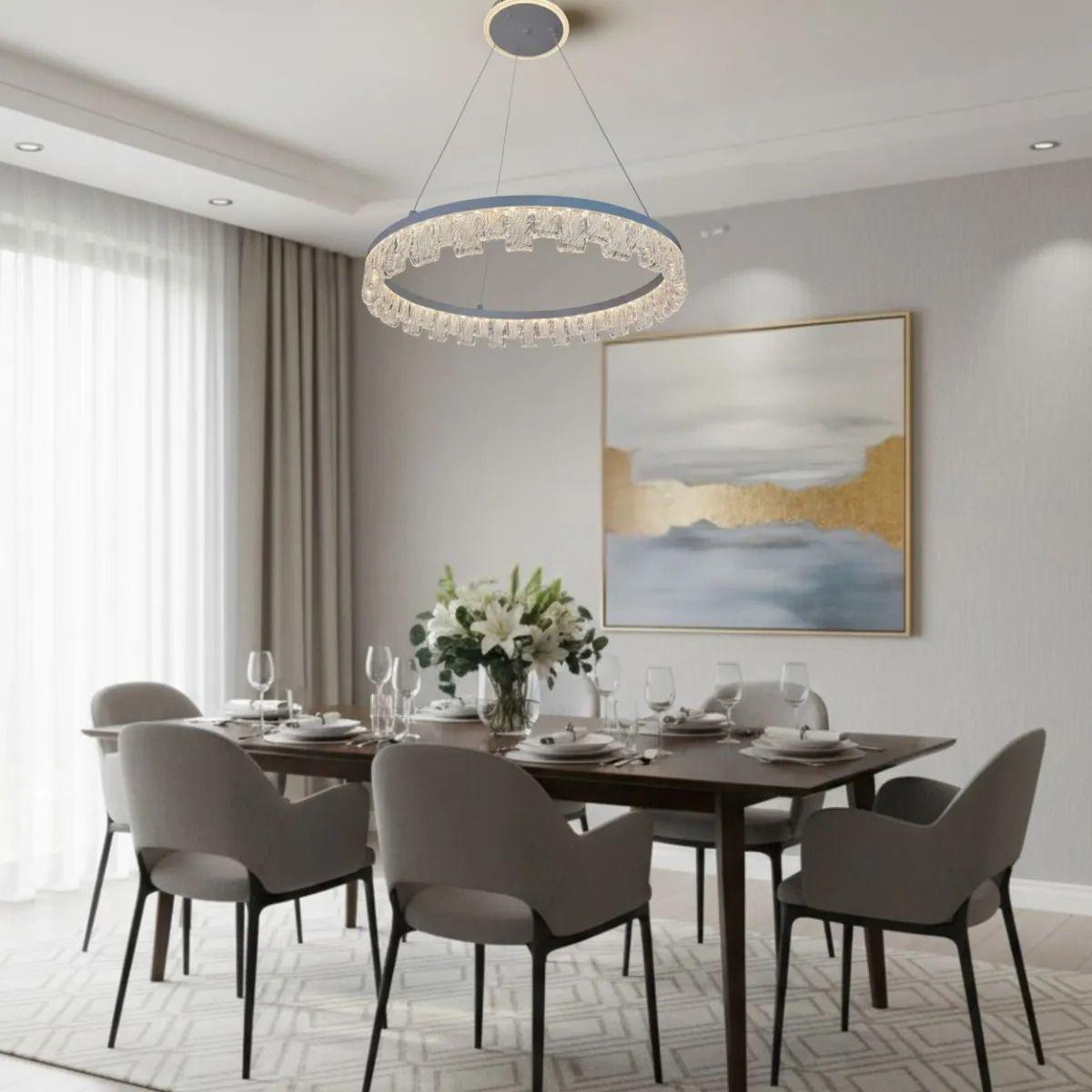 Lámpara Colgante Techo Anillo Cristal Lujo Moderno ALJ-7