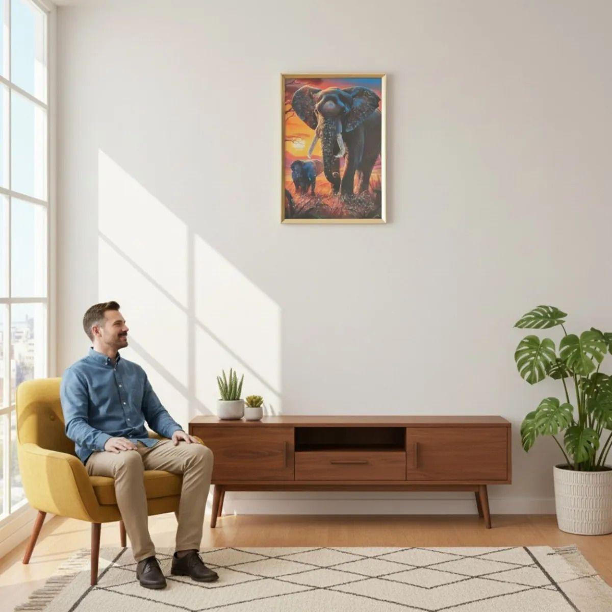 Cuadro Decorativo Elefante Moderno Paisaje Atardecer Jhn-5