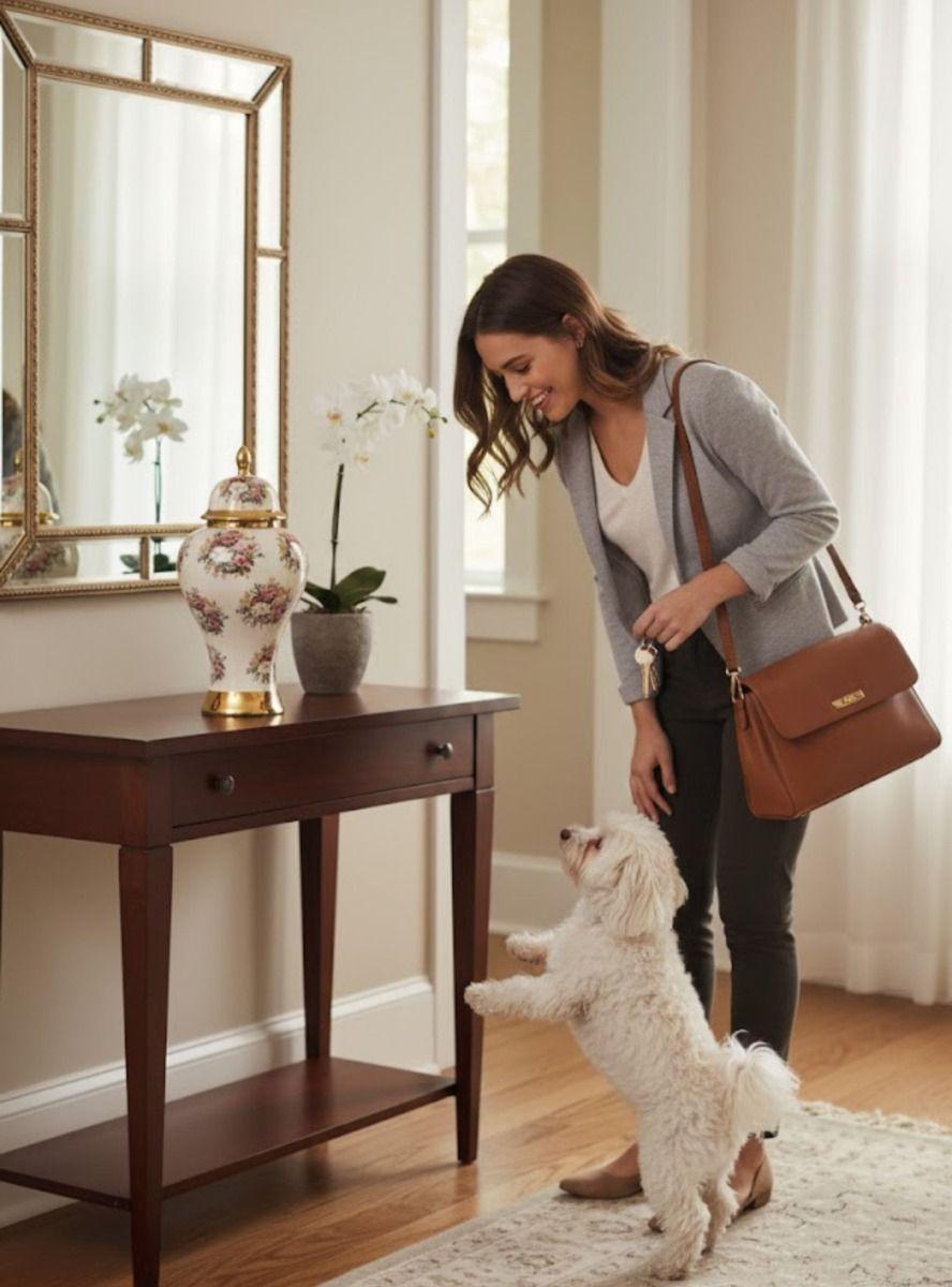 Potiche Decorativo Jarrón Diseño Motivos Florales Adorno Jhn-2