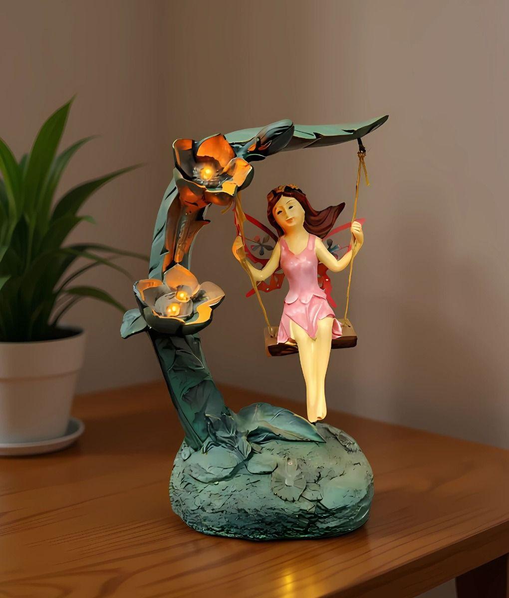 Figura Decorativa Hada Columpio Jardín Adorno Solar Jhn-6