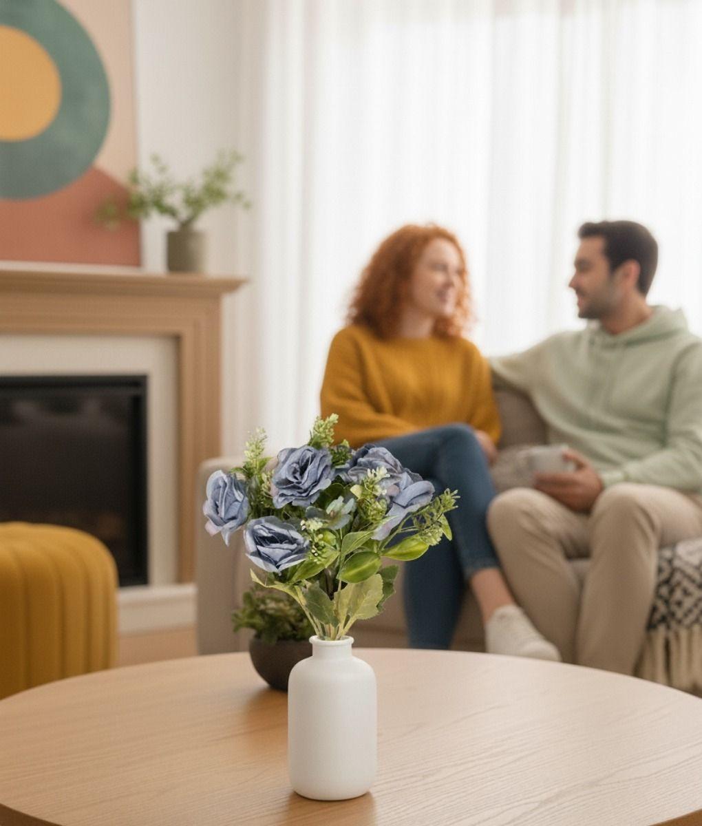 Set 4 Ramo Flores Artificiales Rosas Silvestres Adorno Jhn-3