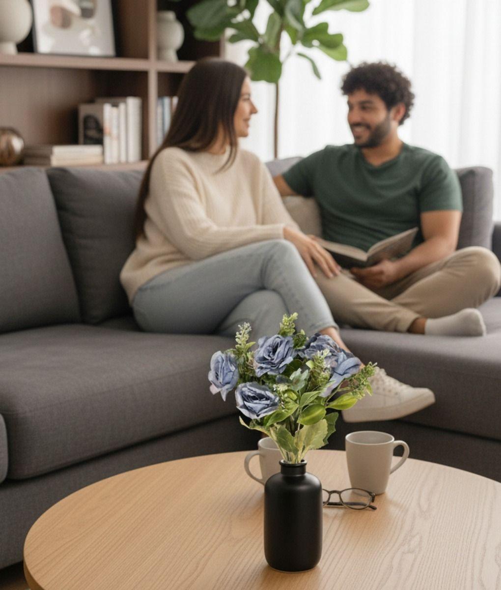 Set 4 Ramo Flores Artificiales Rosas Silvestres Adorno Jhn-4